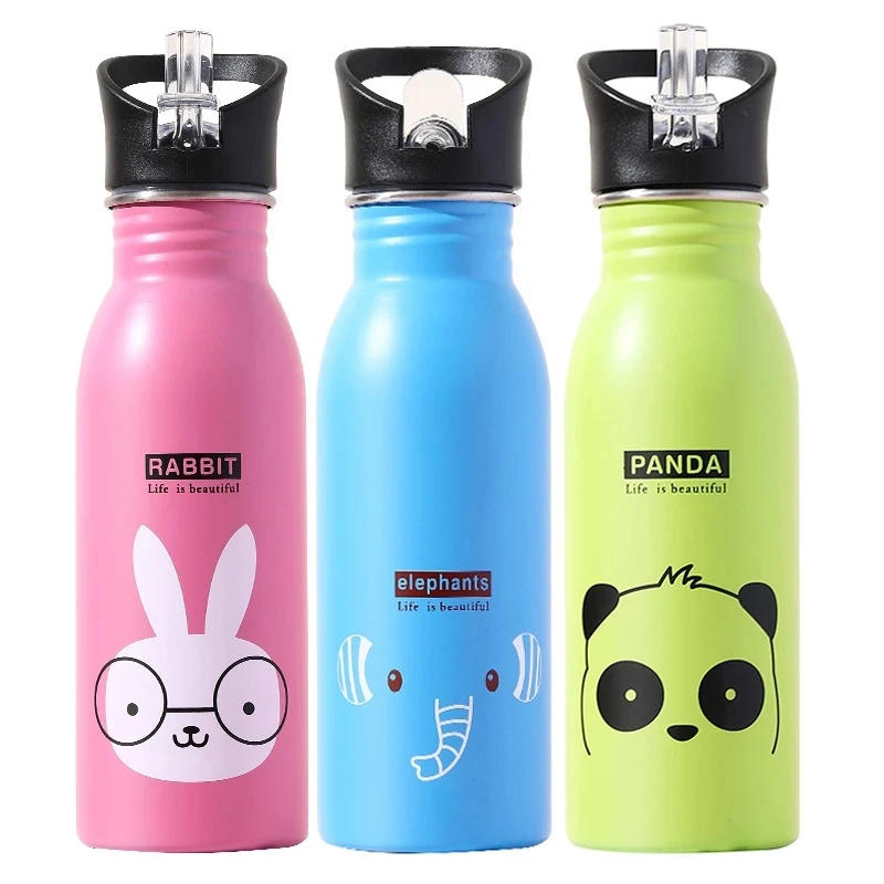 Sports Equipment Stores - 500ML Paslanmaz Çelik Su Şişesi Pipetli