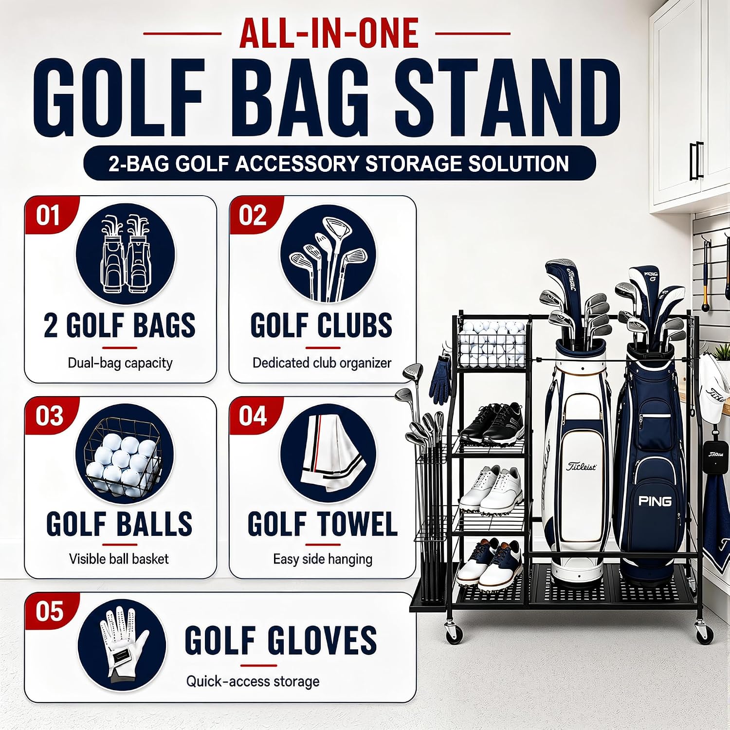 Ağır Hizmet Tipi Golf Çantası  - Sports Equipment Garage Organizer incelemesi ve fiyatı
