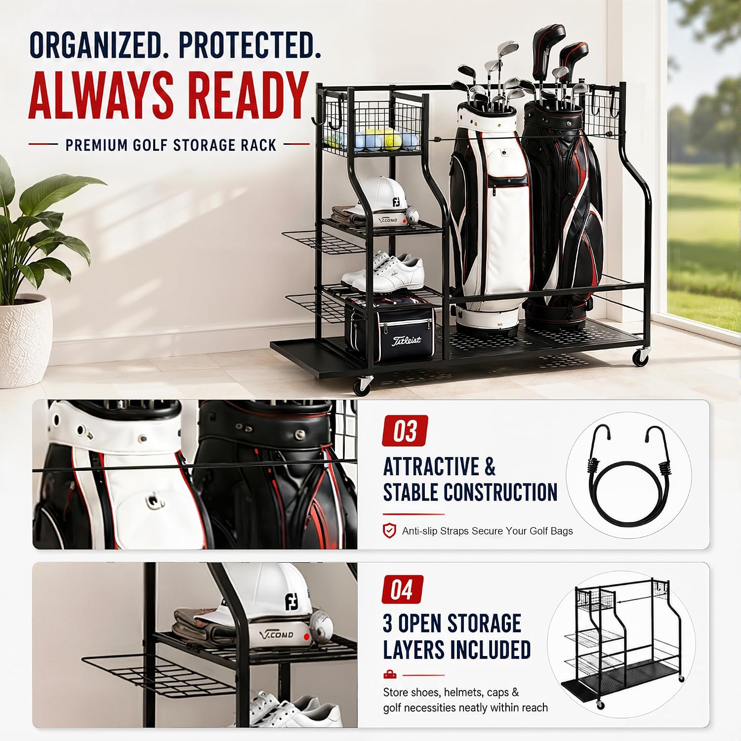 Ağır Hizmet Tipi Golf Çantası  - Sports Equipment Garage Organizer incelemesi ve fiyatı